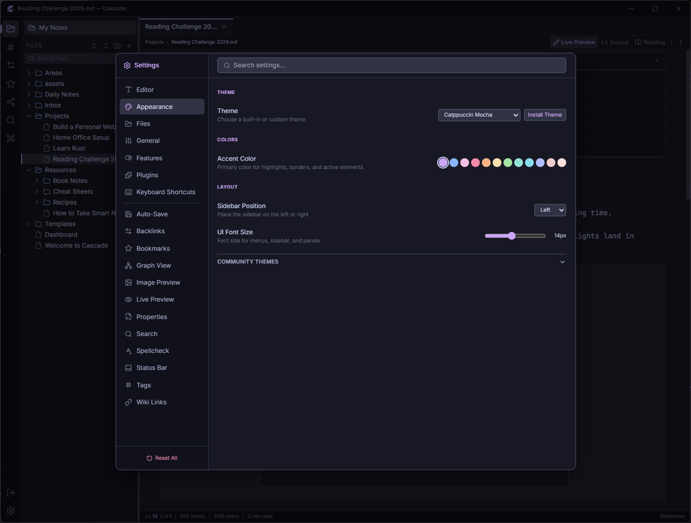 Catppuccin Mocha theme