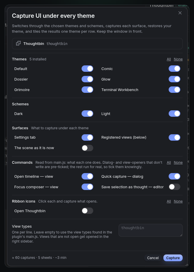 The capture dialog