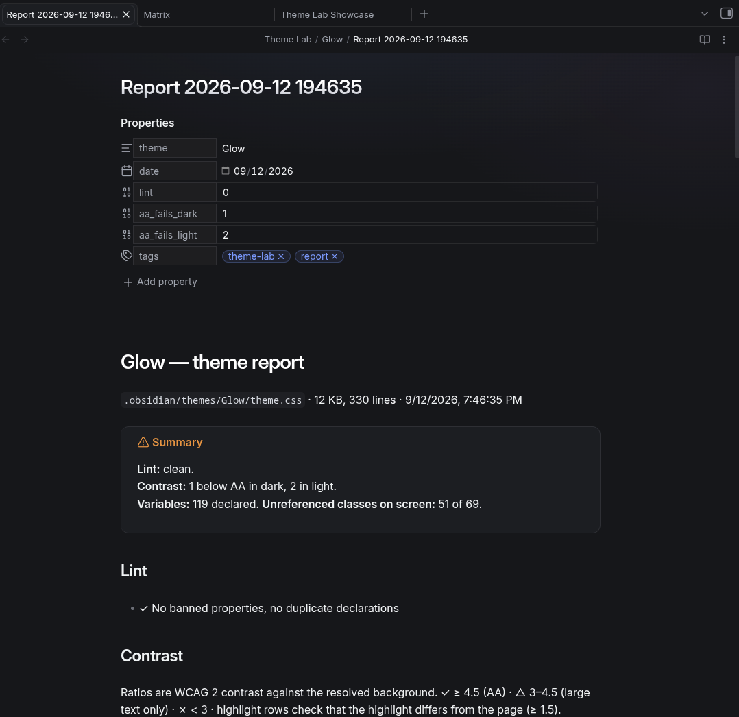 A theme report note