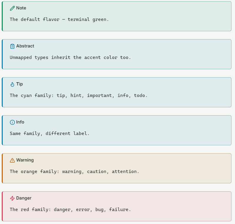 The full callout family in light mode